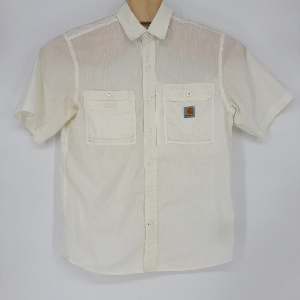 Carhartt Force Med Cream Relaxed Fit Lightweight Short Sleeve Button Front Shirt